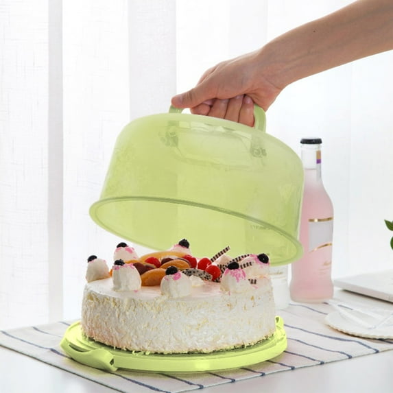 Cake Carrier with Lid and Handle, BPA-Free Portable Cake Container for 8 Inch Cakes, Two-Sided Base Stand, for Transporting Pies, Nuts, Fruit & More, Ideal Gift