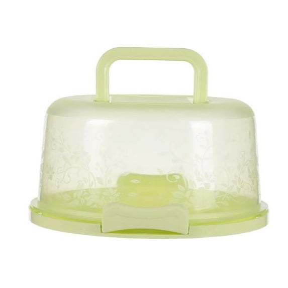 Cake Carrier with Lid and Handle,Cake Carrier,Plastic Portable Cake Box,Cake Keeper with Dome Lid,Cake Transport Container,Round Cake Stand,Foldable Handle(Green 10*5in)from ANMUYUM