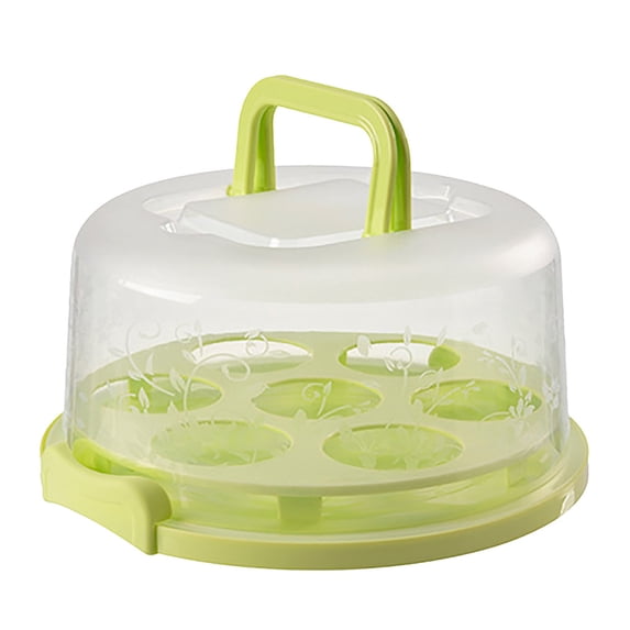 Cake Carrier,Portable Transparent Box with Airtight Lid and Cupcake Holders,Bakery Storage Solution for Party Dessert Transport and Refrigerator Organization(Green)