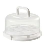 Cake Carrier,Portable Transparent Box with Airtight Lid and Cupcake Holders,Bakery Storage Solution for Party Dessert Transport and Refrigerator OrganizationWhite