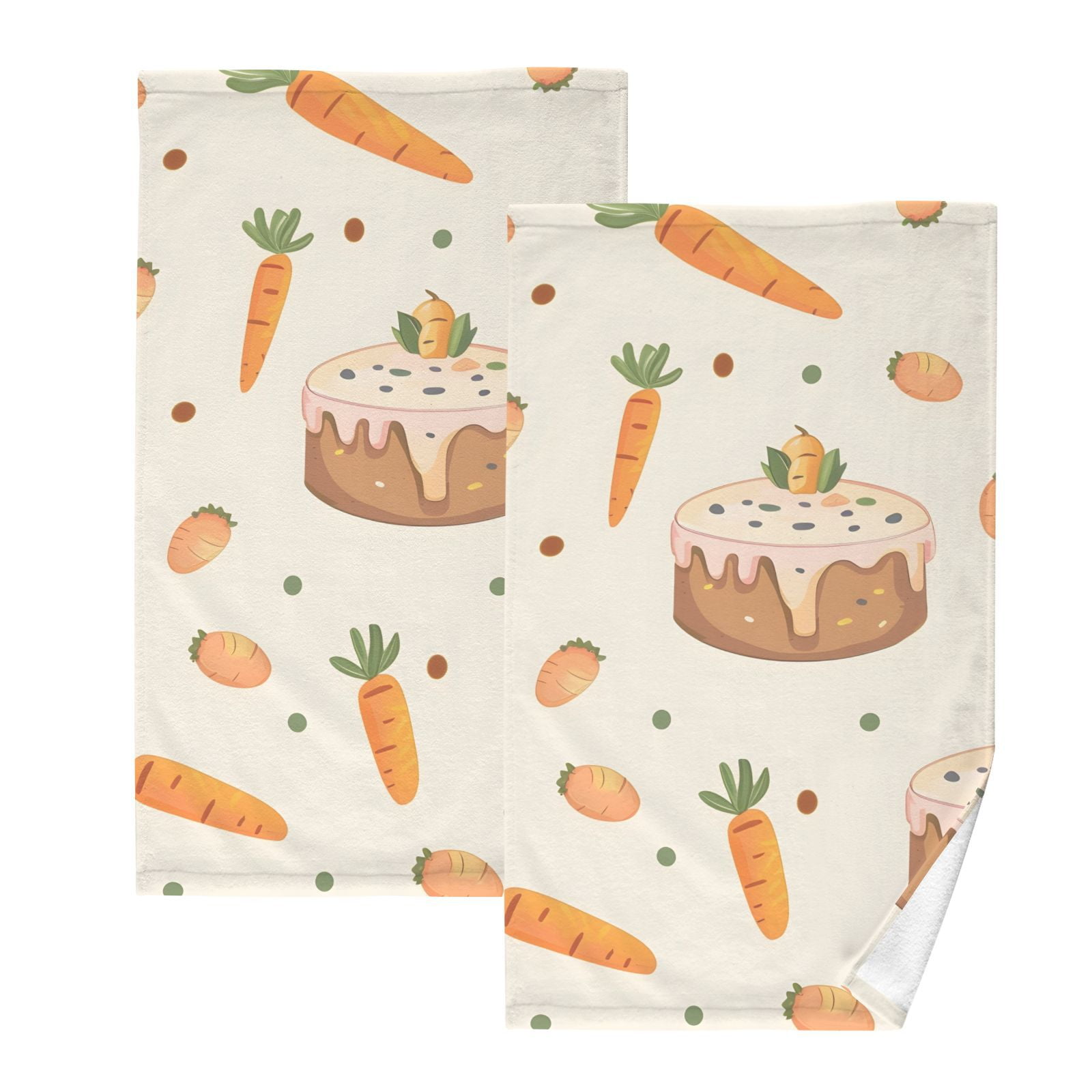 Cake Carrots Hand Towels Cotton Bath Towels Large Face Towels Absorbent for Bathroom 2 Packs