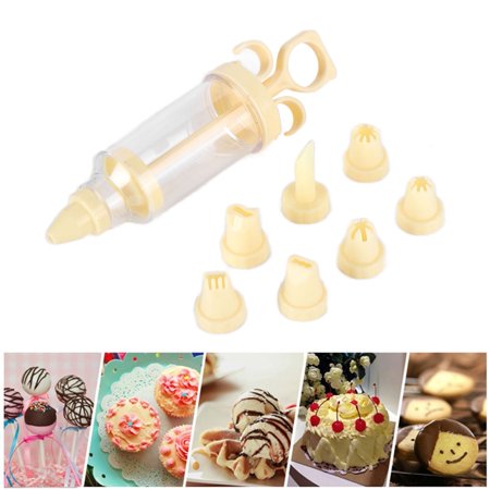 AXTQH 8-Piece Cake Decorating Nozzle Set with Transparent Piping Syringe for Cookies & Cream