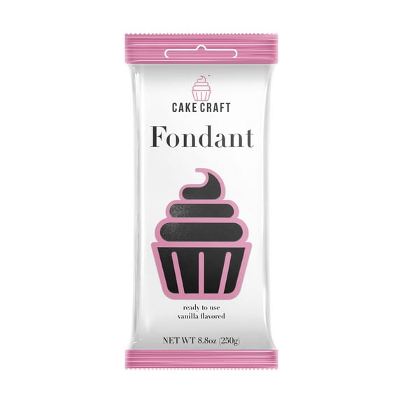 Cake Craft Black Fondant  8.8oz (250g), Ready-to-Use Fondant for Cakes, Cupcakes & Cookies, Rich Color, Smooth Texture, Easy to Roll & Shape