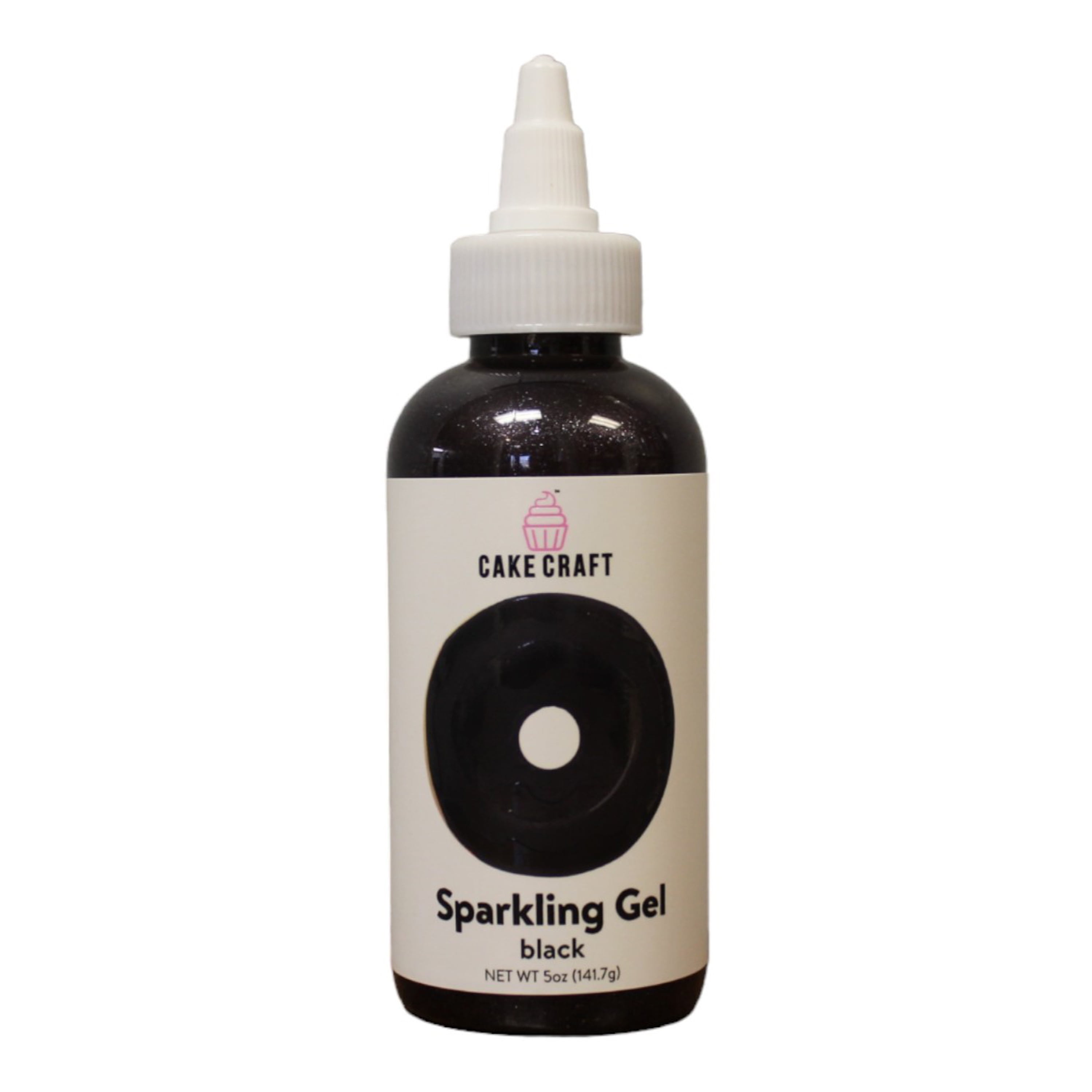 Cake Craft Black Sparkle Gel, Vanilla Flavored Icing, 5 oz. Bottle