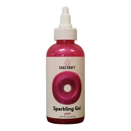 Cake Craft Pink Sparkle Gel, Vanilla Flavored Icing, 5 oz. Bottle