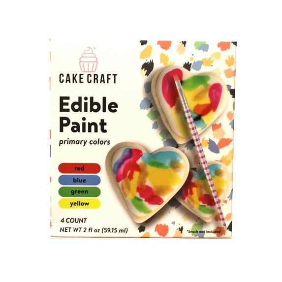 Cake Craft Primary Colors Edible Liquid Paint 4-Pack, 2 fl.oz. Box
