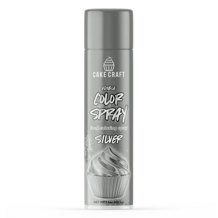 Cake Craft Edible Color Spray – Silver | 1.5oz | Metallic Food Coloring Spray | Made in the USA