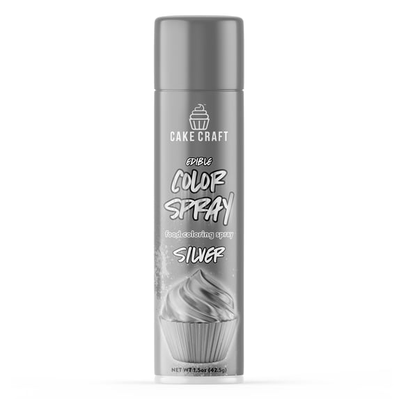Cake Craft Edible Color Spray – Silver | 1.5oz | Metallic Food Coloring Spray | Made in the USA
