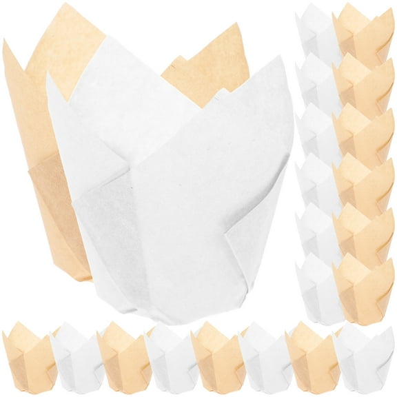 Cake Cups 100 Pcs Cupcake Holders Paper Muffin Wrappers White Stand Greaseproof