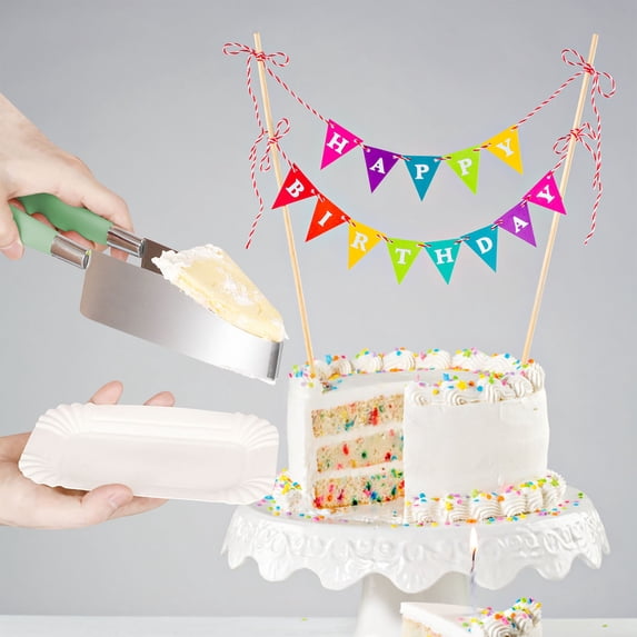 Cake Cutter Stainless Steel Serrated Blade for Smooth Slices with Comfort Grip Handle for Effortless Cutting Perfect for Birthday Parties and Wedding Receptions Topliu