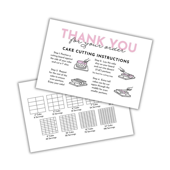 Cake Cutting Guide Instruction Care Cards 30pk 4x6 Square 2x1 Dessert Baker Template Grid Chart Table Board with Measurements Wedding