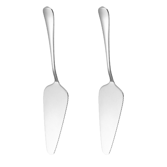 Cake Cutting Set for Wedding, Elegant Cake Knife and Server Set with Thickened Stainless Steel and Rounded Edges, Cake Cutter and Pie Spatula for Birthday Anniversary Christmas Gift - silver