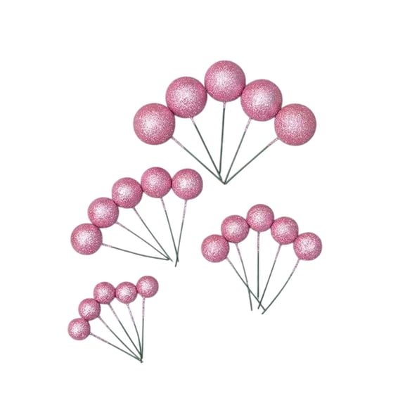 Cake Decorating Colorful Glitter Foam Ball Set, 20-Piece Multi-Size Dessert Topper Kit Birthday Party Sweet Treat Decor Accessory, Festive Themed Dessert Decoration and Gift Item