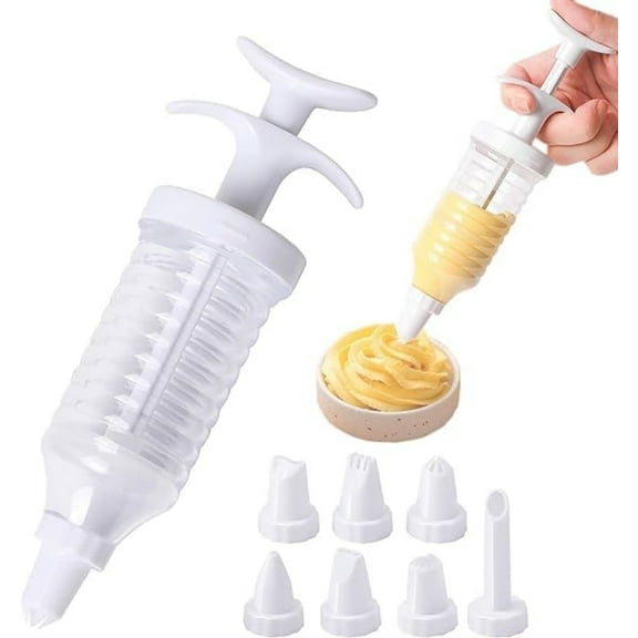 Cake Decorating Gun, Cupcake Icing Piping Kit with 8 Piping Tips, Cake Decorating Kit, Cupcake Injector/Decorating Icing Set, White