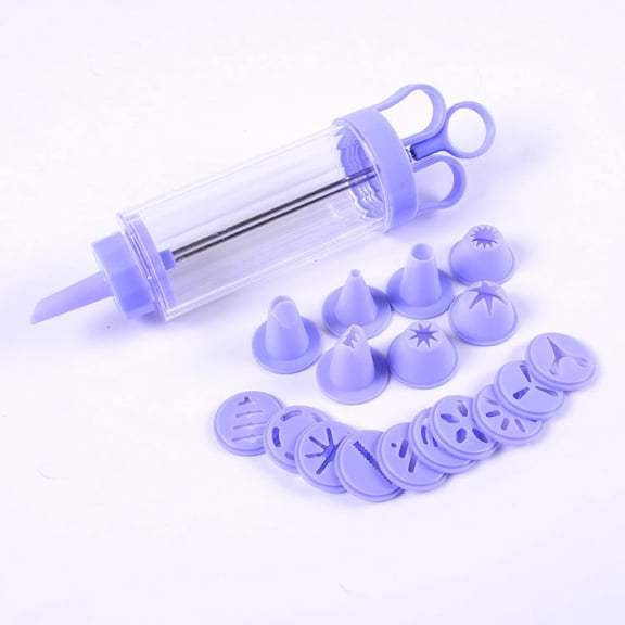 Cake Decorating Icing Syringe Kit, Plastic Piping Set, 10Piece with Nozzles, Purple for Cookie Cupcake Dessert Making