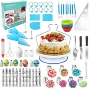 Cake Decorating Kit,132Pcs Cake Decorating Tools with Cake Turntable Stand Icing Piping Bags and Tips Set Baking Supplies Set for Beginner and Cake-Lover