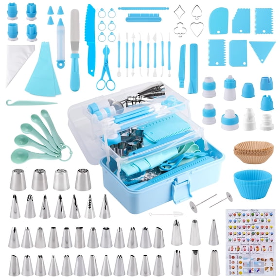 Cake Decorating Kit 208-Piece Blue Baking Accessories Set