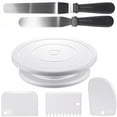 thumbnail image 1 of Cake Decorating Kit Baking Supplies Cake Turntable with 2 Frosting Straight Angled Spatula 3 Icing Smoother Scrapers Baking Accessories Tools for Beginners and Pros, White, 1 of 7