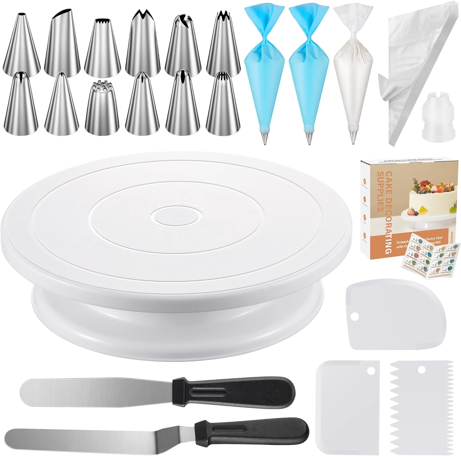 Cake Decorating Kit, Baking Supplies Tools - Includes Cake Stand ...