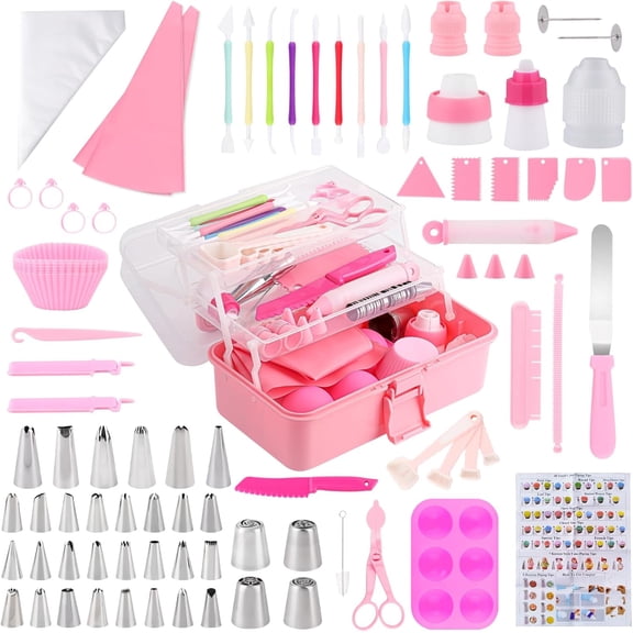 Cake Decorating Kit: Decorating Supplies Tools Kit 235 PCS Baking Accessories Include Spiping Bags and Tips Set, Piping Tips Set, Spatulas, Cake Scraper, 100 Piping Bags, Purple