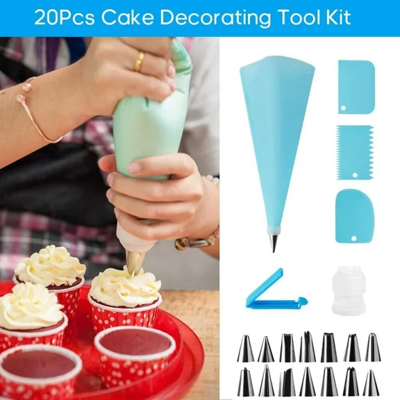 Cake Decorating Kit Set Tools Bags Piping Tips Pastry Icing Bags Nozzles 20 Pcs