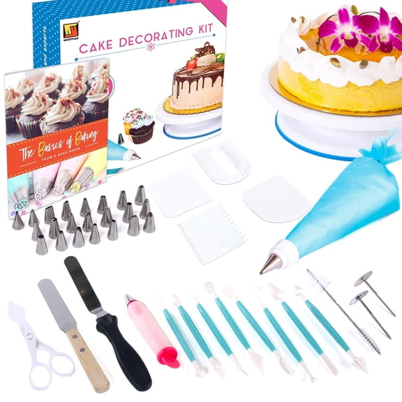 Cake Decorating Kit by Wellmax, Complete Set of Baking Supplies with 24pc Russian Piping Tips