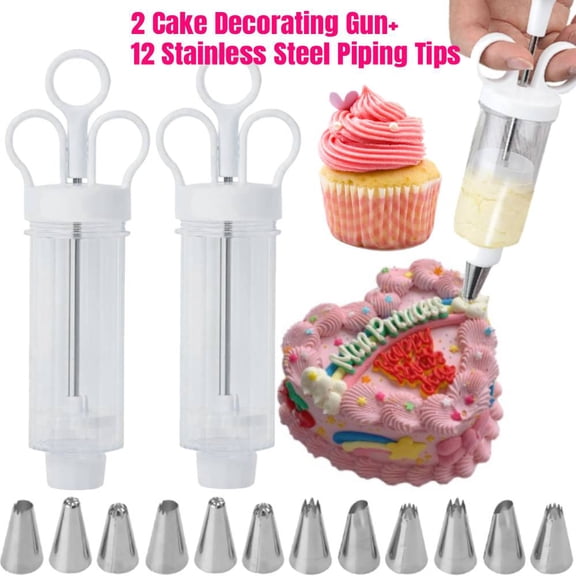 Cake Decorating Kit with 12 Stainless Steel Piping Tips Cake Icing Piping Kit Cupcake Injector/Decorating Icing Set