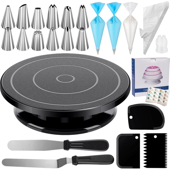 Cake Decorating Kit with Cake Stand Turntable, Icing Tips, Spatulas, Scrapers, Piping Bags (71 Piece)