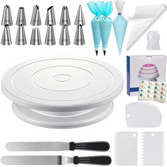 Cake Decorating Kit with Cake Stand Turntable, Icing Tips, Spatulas, Scrapers, Piping Bags (71 Piece)