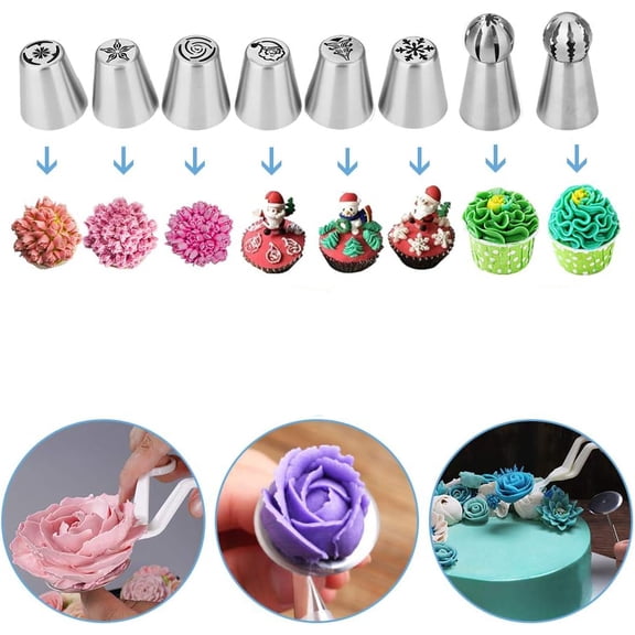 Cake Decorating Kit with Springform Pans, Icing Piping Nozzles, Rotating Turntable and Piping Bags