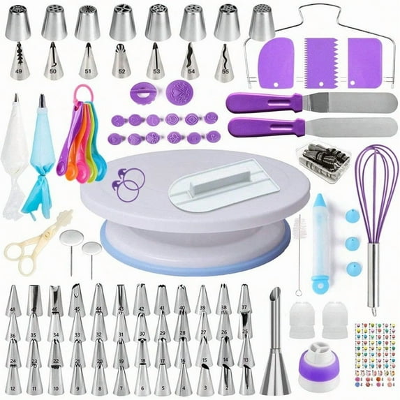 Cake Decorating Kit137pcs Cake Decorating Supplies with Cake Turntable for Decorating Pastry Piping Bag Russian Piping Tips Baking Tools Cake Baking Supplies for Beginners Green