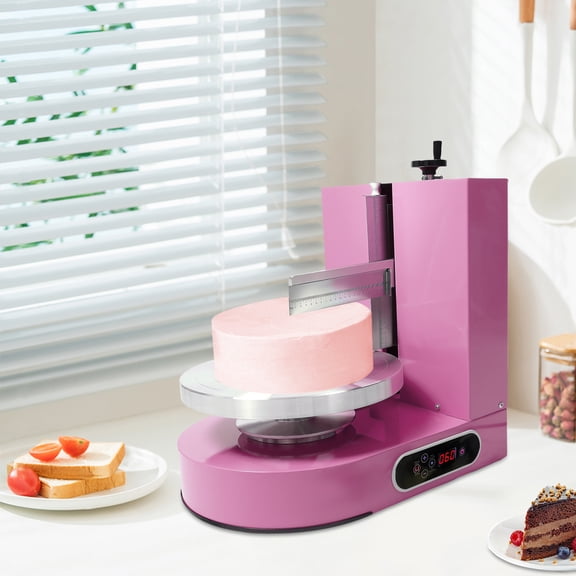 Cake Decorating Machine, 110-220V 200W Cake Icing Cream Spreading Machine 4-12inches Tabletop Cake Cream Spreading Machine with LCD Display for Households, Cake Shops, Dessert Shops (Pink)