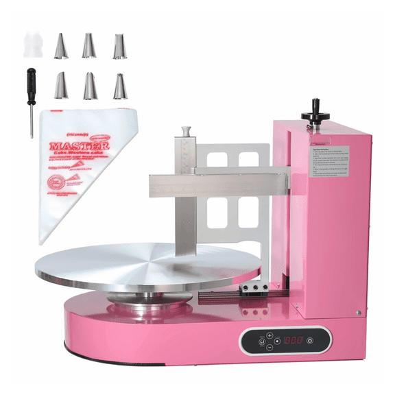 Cake Decorating Machine - Frosting Spreader 4-16 Inch Cakes - Pink - Automatic Icing Smoother - Professional Bakery Equipment