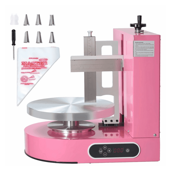 Cake Decorating Machine - Frosting Spreader for 4-12 inch Cakes - Pink Automatic Icing Tool