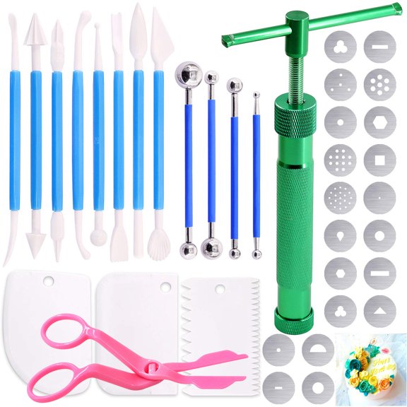 Cake Decorating Modeling Tool Set with Extruder and Dotting Tools
