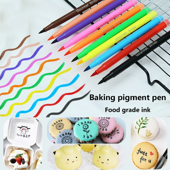 Cake Decorating Pen Baking Cake Painting Hook Pigment DIY Hand Drawn Macarone Writing Pigment Pen New Macaron Pastel Set for Decorating Cookies,Cakes,Fondant,Icing,Cupcakes 10 Colors 5ml