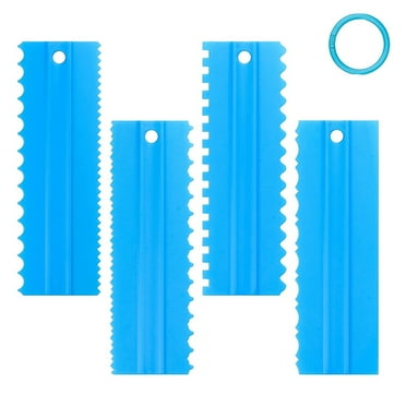 Cake Decorating Scraper, Cake Decorating Tools, Decorating Comb & Icing Smoother Tool Scraper, DIY Icing Decorating Spatula Decorating Mousse Butter Cream - Blue