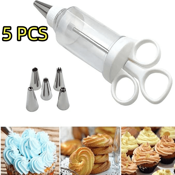Cake Decorating Set with 5 PCS Stainless Steel Tips Creative Cupcake Icing Piping Kit for Home Kitchen Bakery