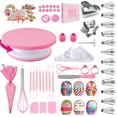 thumbnail image 1 of Cake Decorating Supplies Kit Tools 255pcs, Cake Decorating Set with Cake Turntable, 12 Numbered Icing Piping Tips, Cookie Cutters, Icing Smoother & Other Accessories for Cake Decoration (255, Pink), 1 of 4