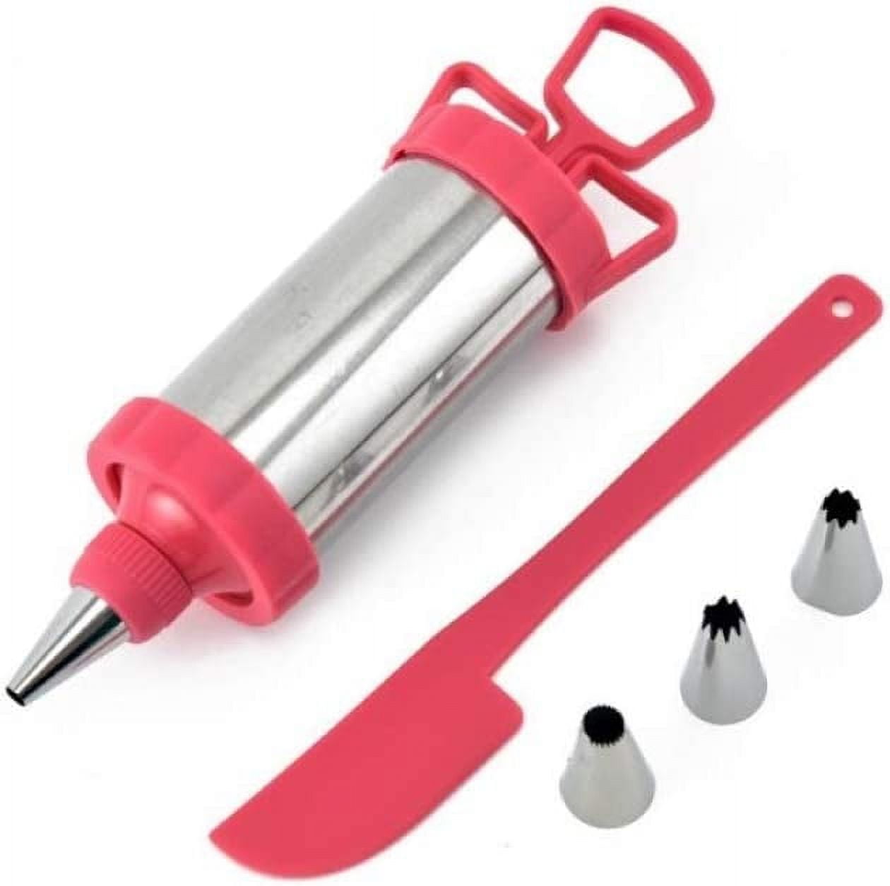 Cake Decorating Tool Set with 4 Piping Nozzles（pink）（1set)
