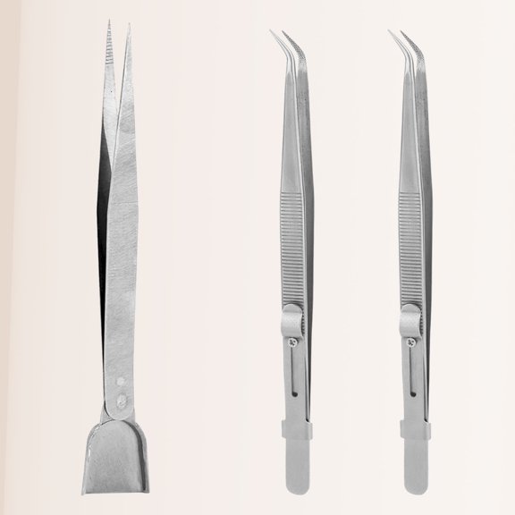 Cake Decorating Tools Kit, Bent Tip Tweezers & Shovel Tip Tweezers Stainless Steel Professional for Baking Cupcake & Cookies Decoration Supplies