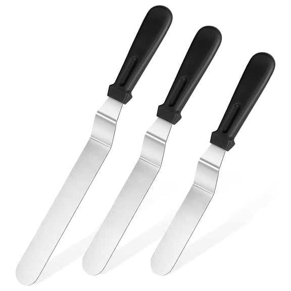 Cake Decorating Tools, Offset Spatula With Flexible Blade And Non-Slip Handle For Multifunction Use, Angled Icing Spatula For Professional Results, 3PCS