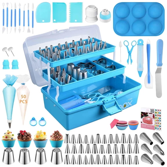 Cake Decorating Tools Supplies Kit: 236pcs Baking Accessories with Storage Case - Piping Bags and Icing Tips Set - Cupcake Cookie Frosting Fondant Bakery Set