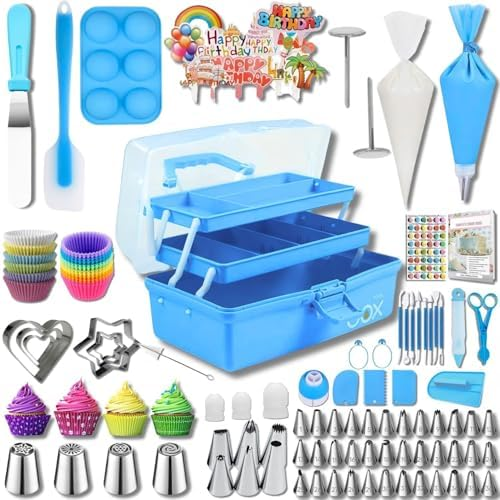 Cake Decorating Tools Supplies Kit: 274pcs Baking Accessories with Storage Case - Piping Bags and Icing Tips Set - Cupcake Cookie Frosting Fondant Bakery Set for Adults Beginners or Professional