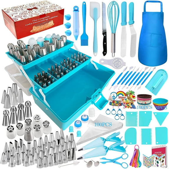 Cake Decorating Tools Supplies Kit - 368Pcs Baking Supplies with Storage Case for Beginners - Icing Piping Bags and Tips Set For Cookies, Cupcake & Cake Frosting Fondant Decorating