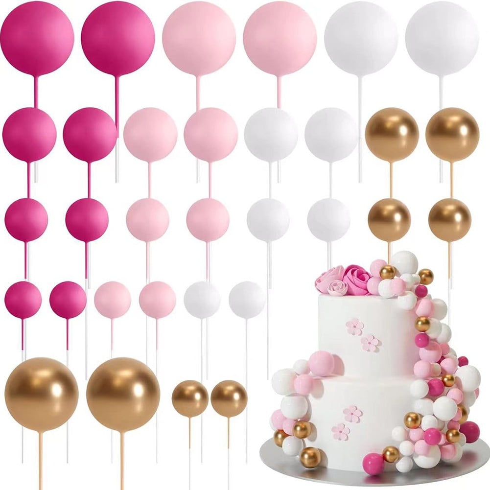 Cake Decoration Balls 32-Piece Set Colorful Plug-In Design for Birthday ...
