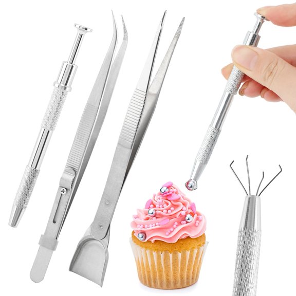 Cake Decoration Tools Set 4PCS Sprinkles Tweezers Sprinkle Pen Food Grabbers Cream