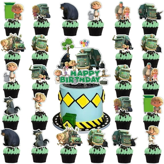 Cake Decorations, Birthday Party Supplies Include 1pc Cake Topper, 24pc Cupcake Toppers for Boys Girls Teens Party Decor