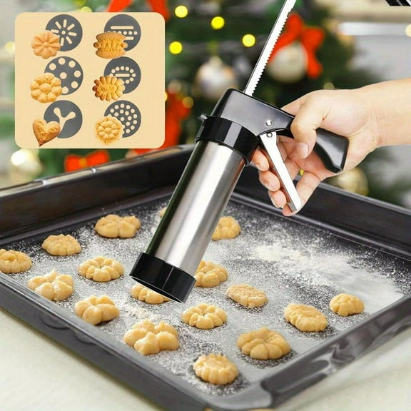 Cake Decorator Set, Cookie Press Gun Kit For Baking, Including 13 Cookie Discs & 8 Icing Nozzles Perfect For Diy Christmas Cookies Maker And Decorating Cookies With 6 Cleaning Brush