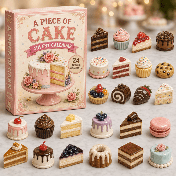 Cake Delight Advent Calendar 2026 - 24-Day Festive Countdown, Acrylic Charms Blind Box - Gift For Bakers, Sweet Treat Pendants, Xmas Decorations